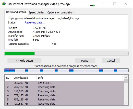 Internet Download Manager dynamic segmentation